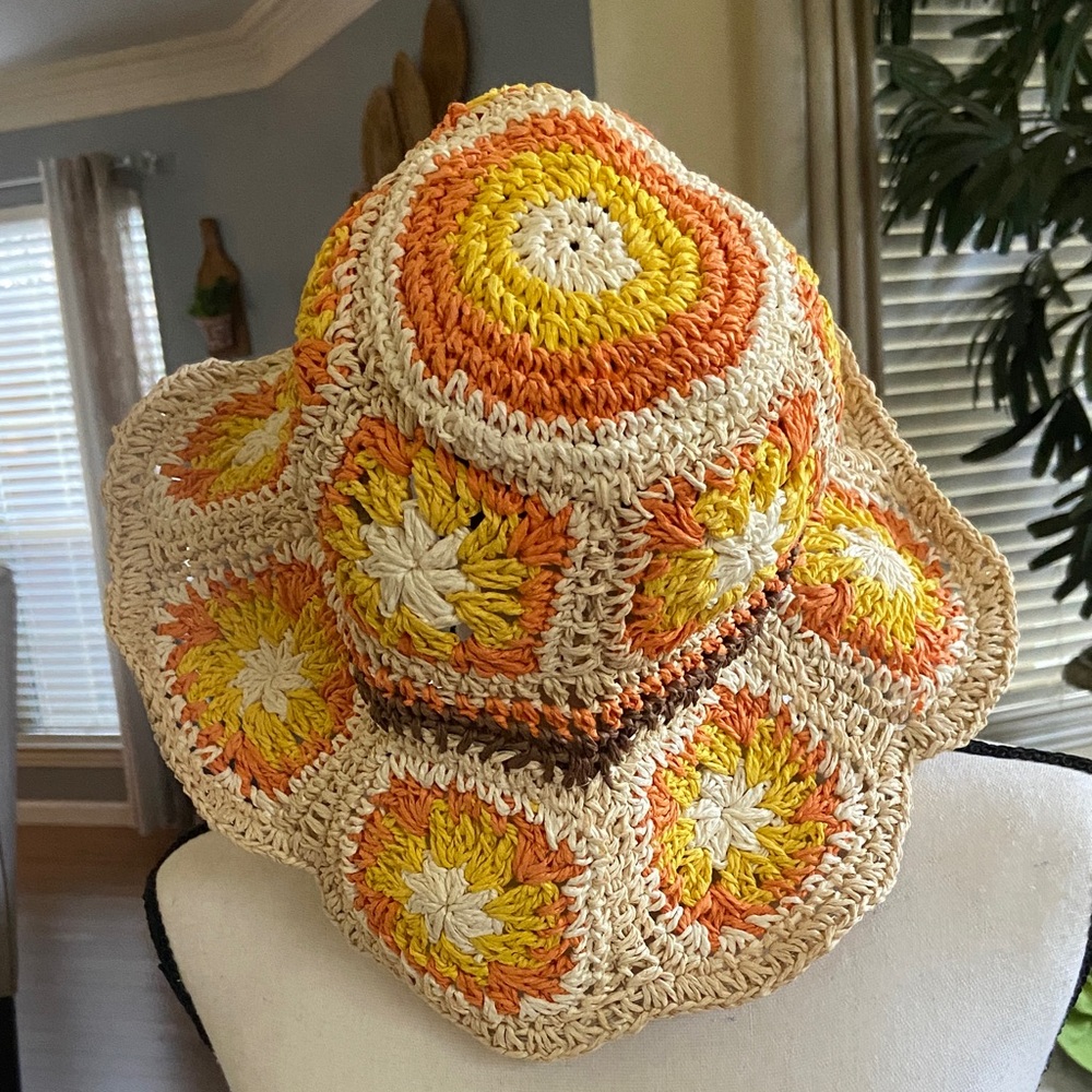 Steve Madden Multicolor Crochet Sun Hat